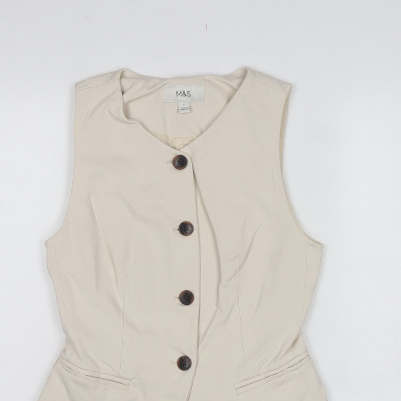 Marks and Spencer Women Ivory UK 8 Tailored Lined Suit Waistcoat