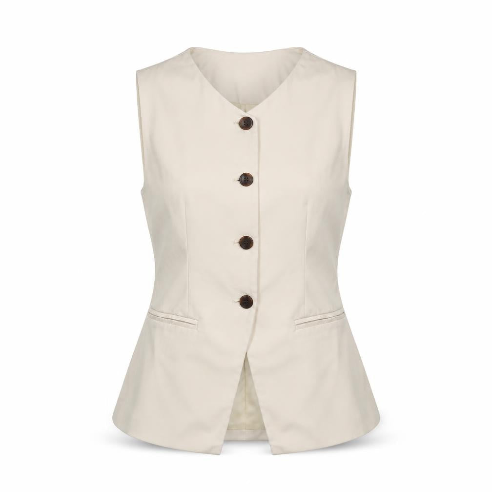 Marks and Spencer Women Ivory UK 8 Tailored Lined Suit Waistcoat