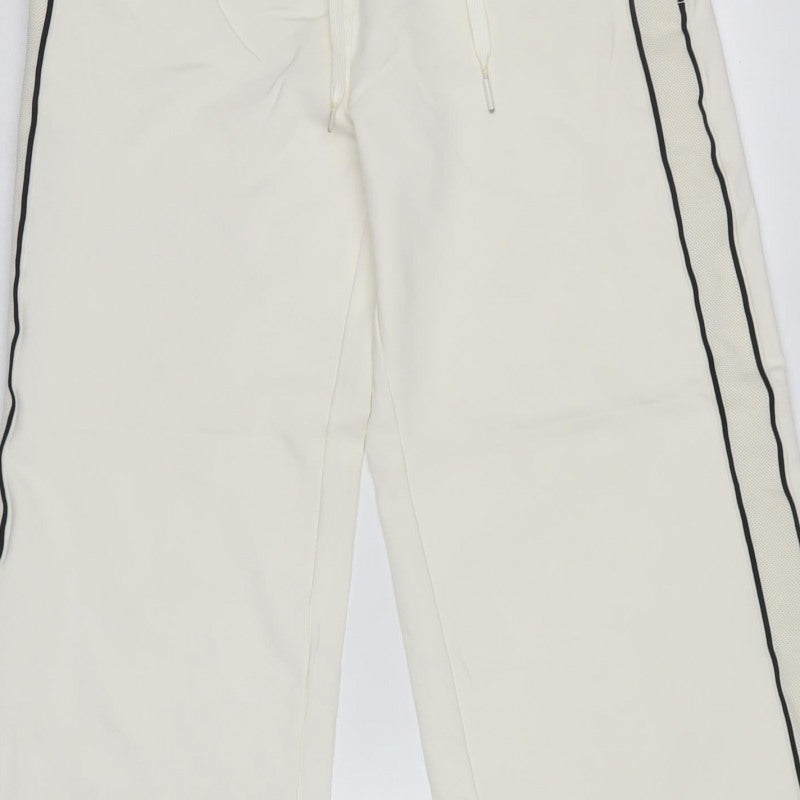 M&S Womens Ivory Size 14 Short Drawstring Side Stripe Jogger Trousers