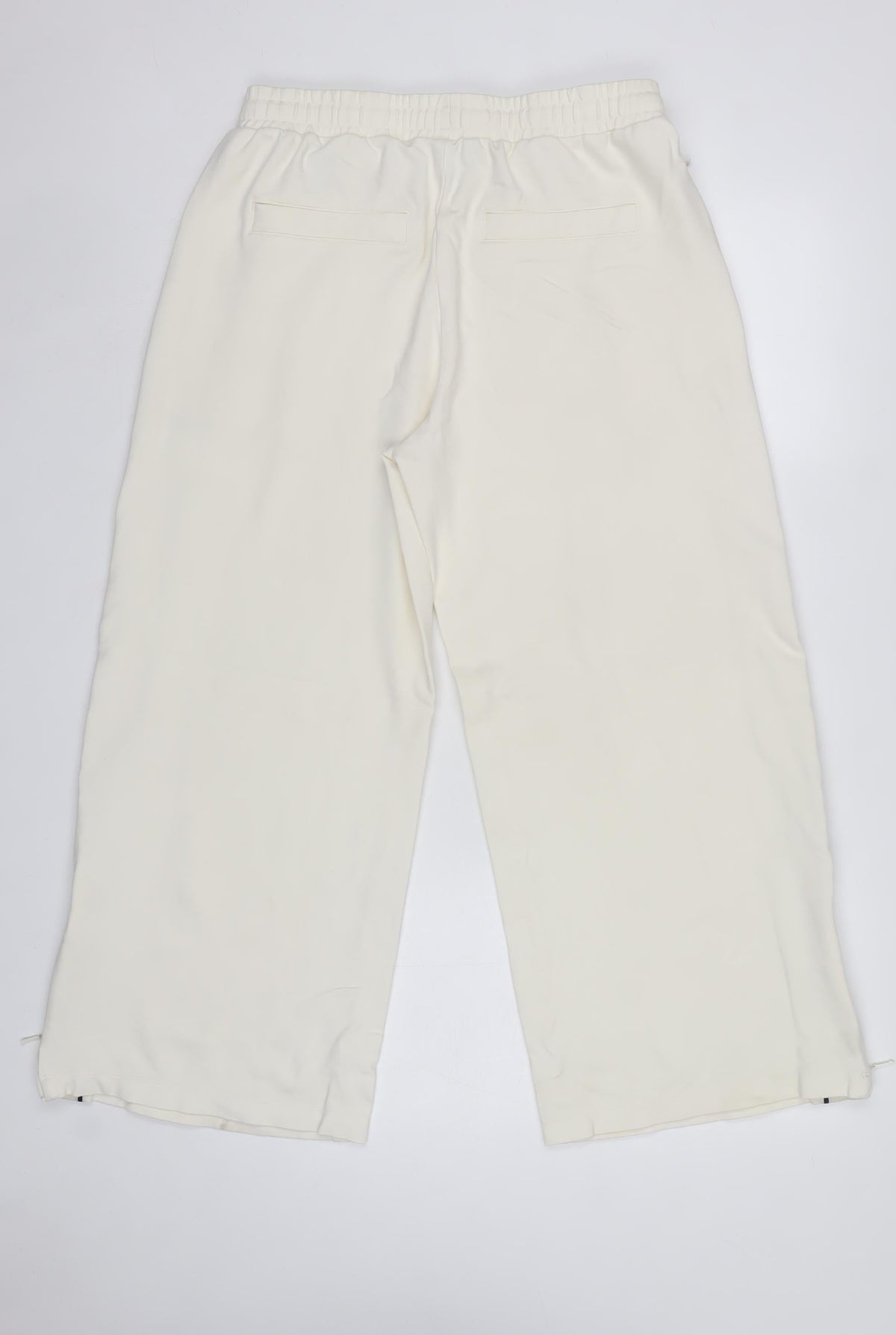 M&S Womens Ivory Size 14 Short Drawstring Side Stripe Jogger Trousers