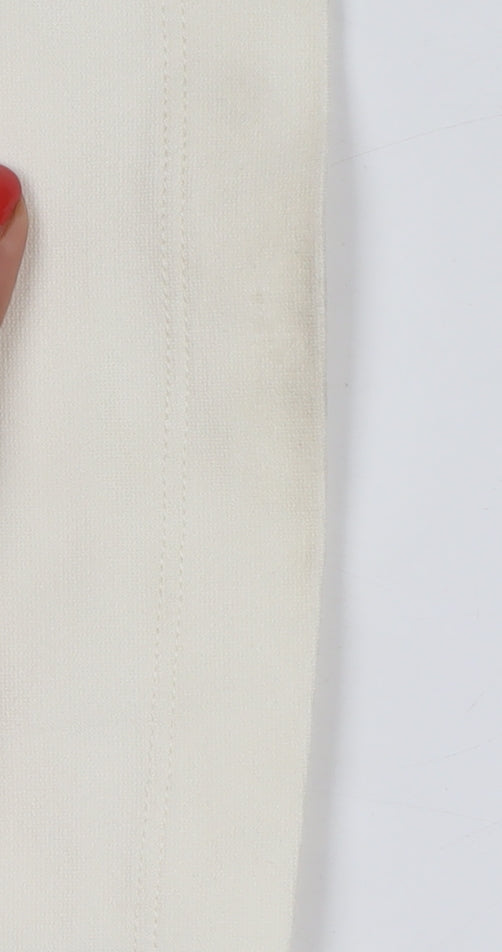 M&S Womens Ivory Size 14 Short Drawstring Side Stripe Jogger Trousers