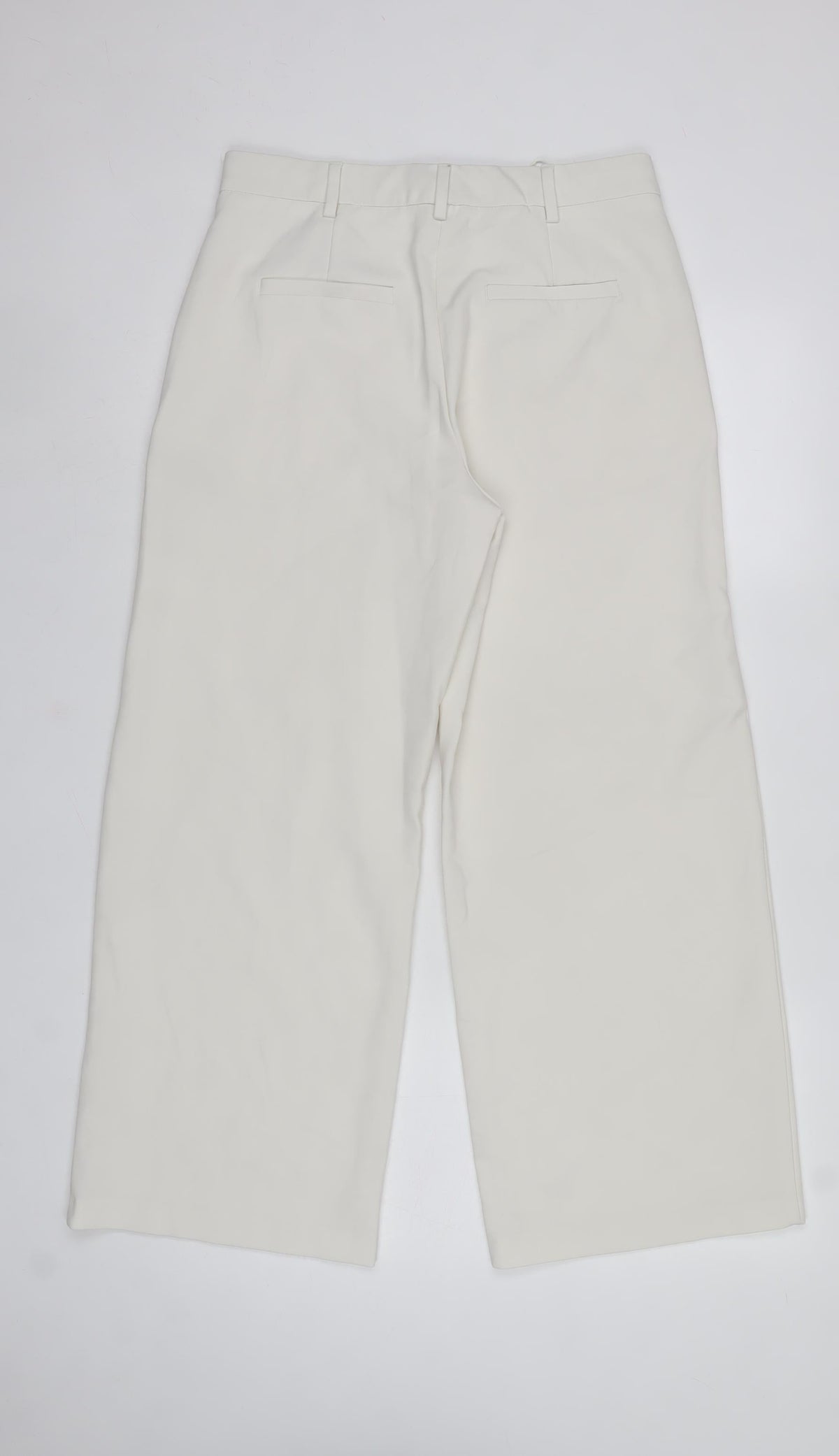 Marks & Spencer Women Ivory Size 12 Short Wide Leg Tailored Trousers