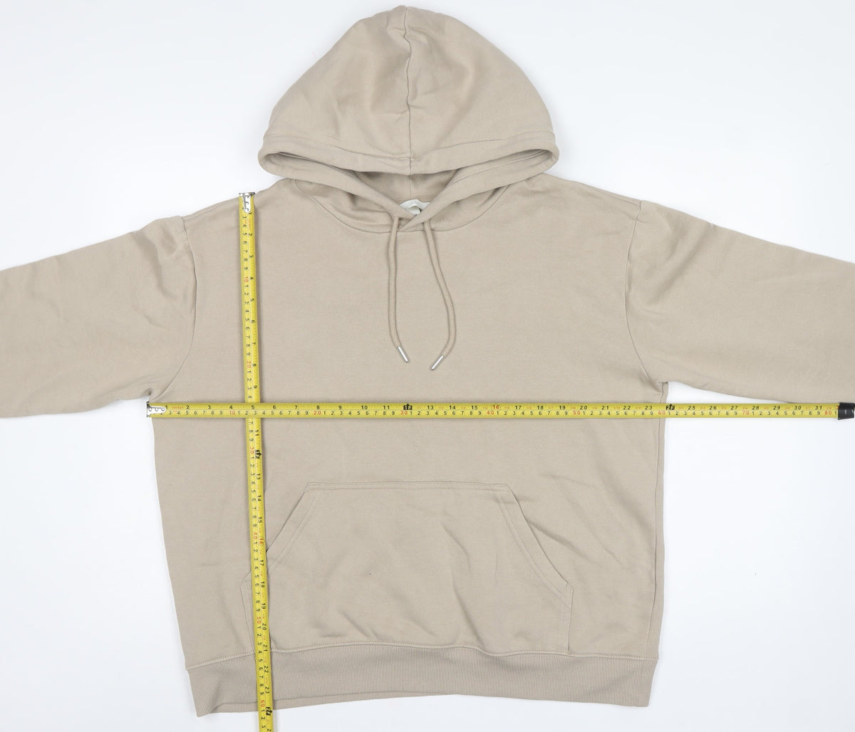 H&M Women's Beige M Pullover Hooded Fleece Hoodie Kangaroo Pocket