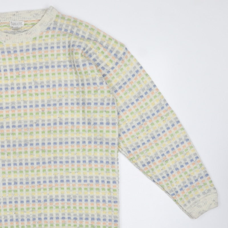 Tangiers Men’s Multicoloured L Geometric Knit Crew Neck Jumper Vintage