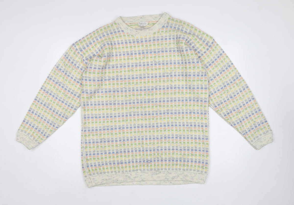 Tangiers Men’s Multicoloured L Geometric Knit Crew Neck Jumper Vintage