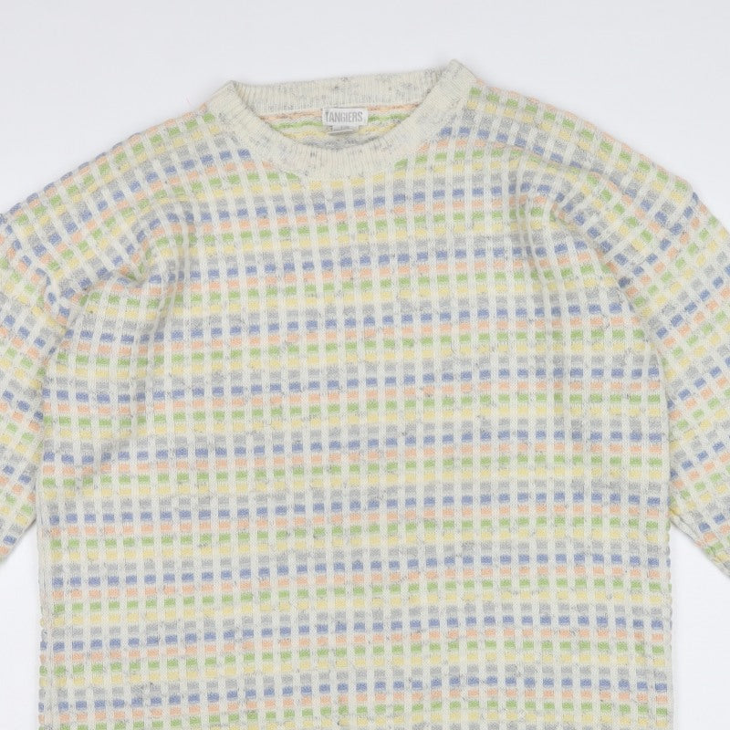 Tangiers Men’s Multicoloured L Geometric Knit Crew Neck Jumper Vintage