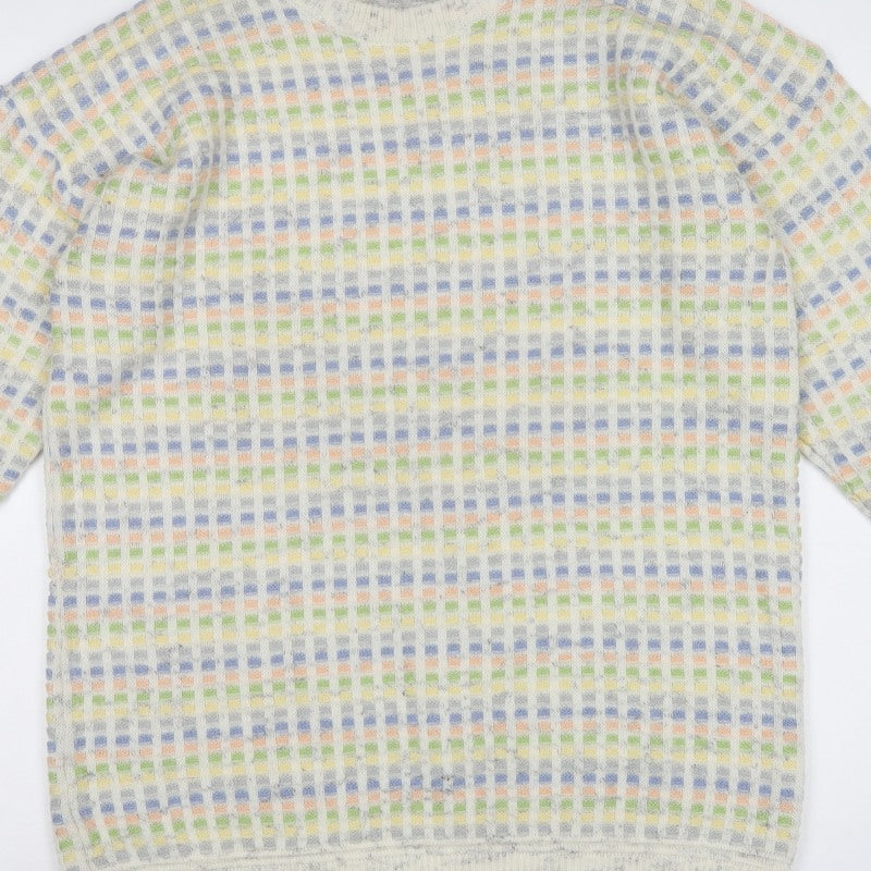 Tangiers Men’s Multicoloured L Geometric Knit Crew Neck Jumper Vintage