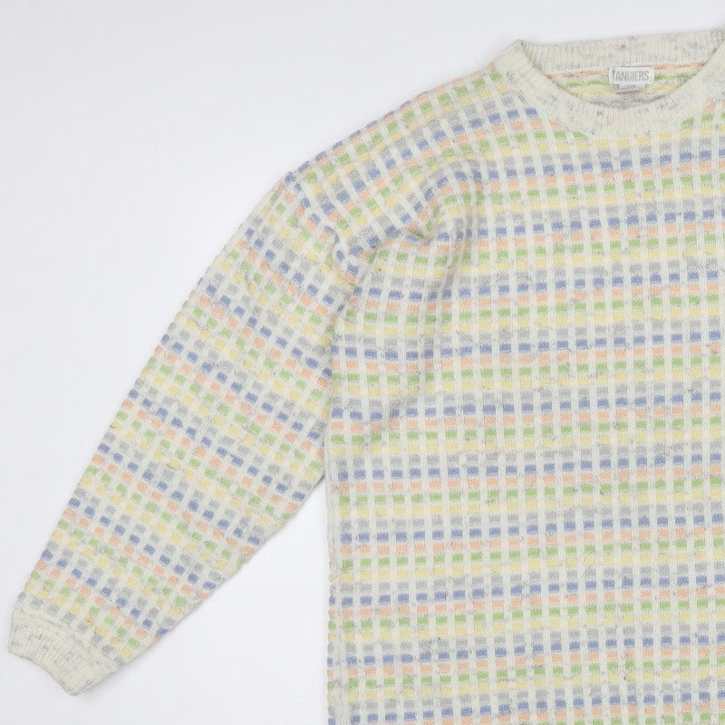 Tangiers Men’s Multicoloured L Geometric Knit Crew Neck Jumper Vintage