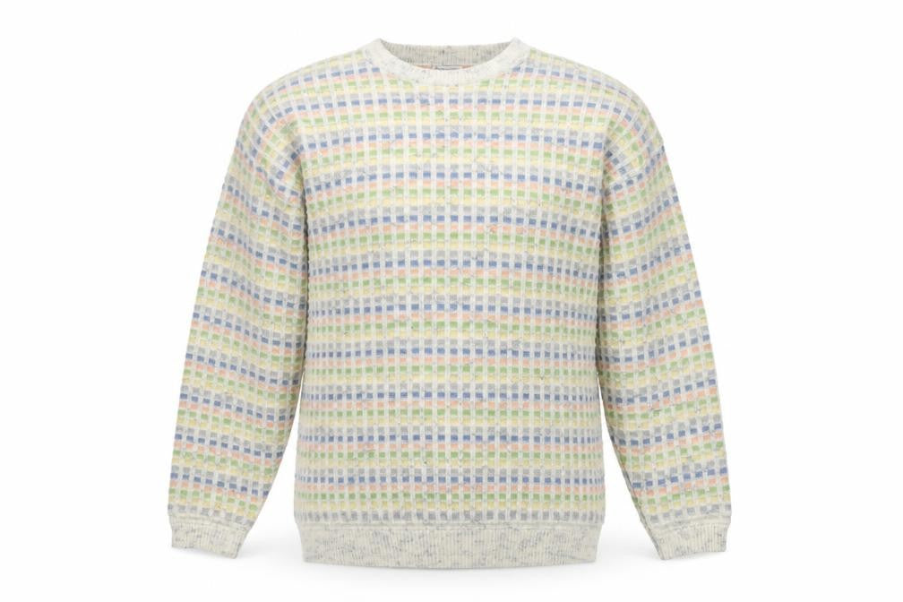 Tangiers Men’s Multicoloured L Geometric Knit Crew Neck Jumper Vintage