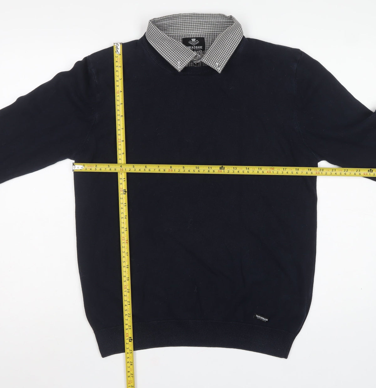 Threadbare Mens Blue Collared Cotton Knit Pullover Jumper L