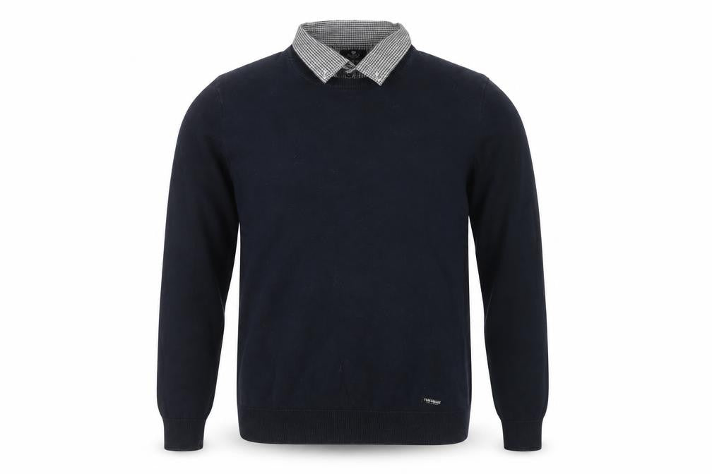 Threadbare Mens Blue Collared Cotton Knit Pullover Jumper L