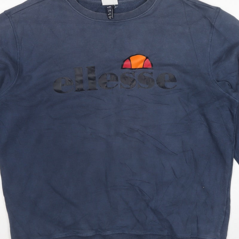 Ellesse Men’s Blue 2XL Pullover Sweatshirt Logo Graphic Crew Neck