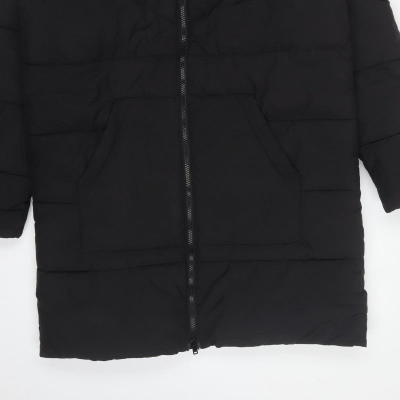 Noisy May Women’s Black S Long Hooded Quilted Puffer Coat