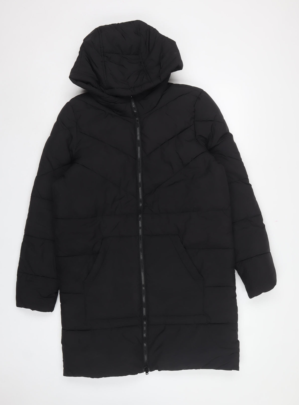 Noisy May Women’s Black S Long Hooded Quilted Puffer Coat