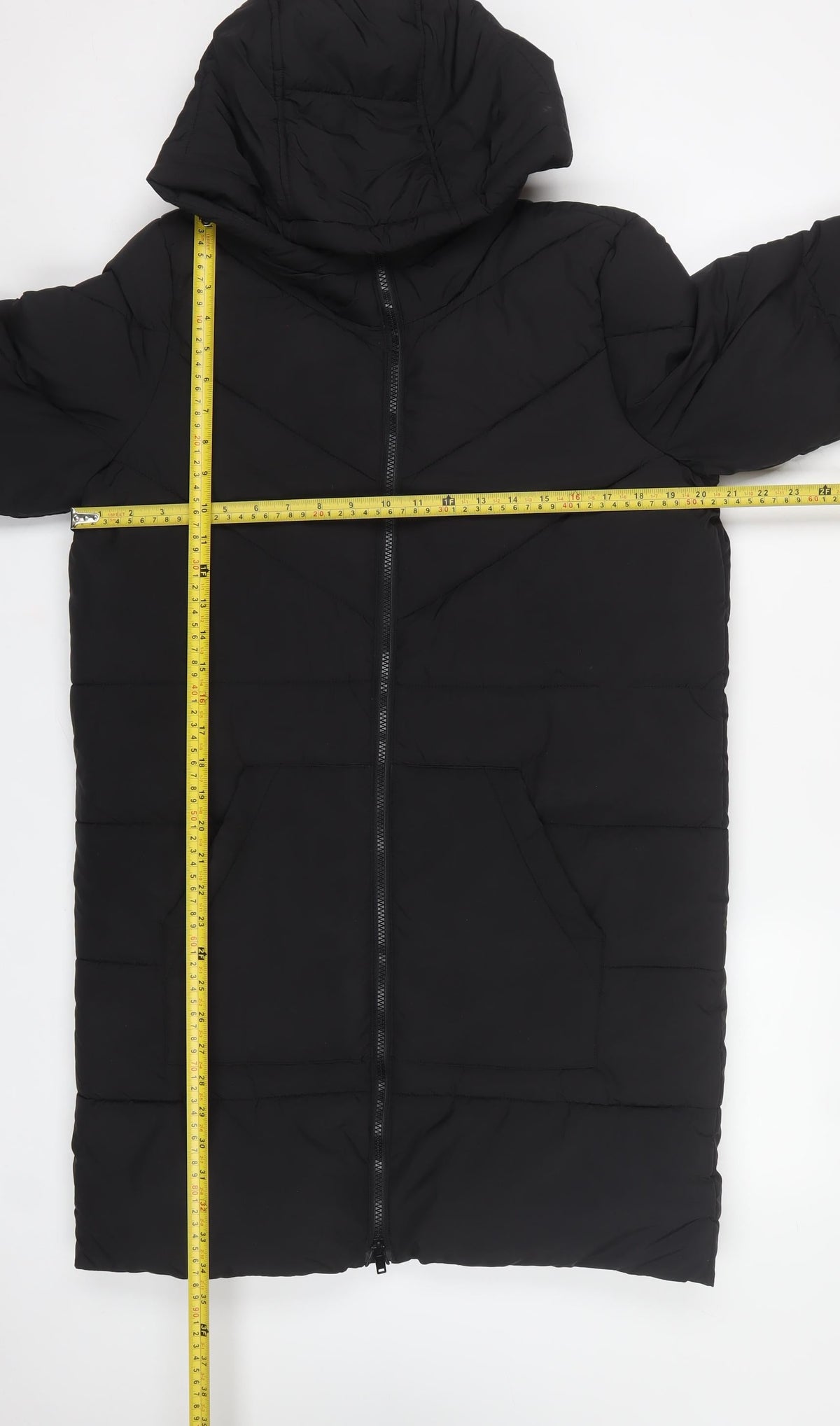 Noisy May Women’s Black S Long Hooded Quilted Puffer Coat