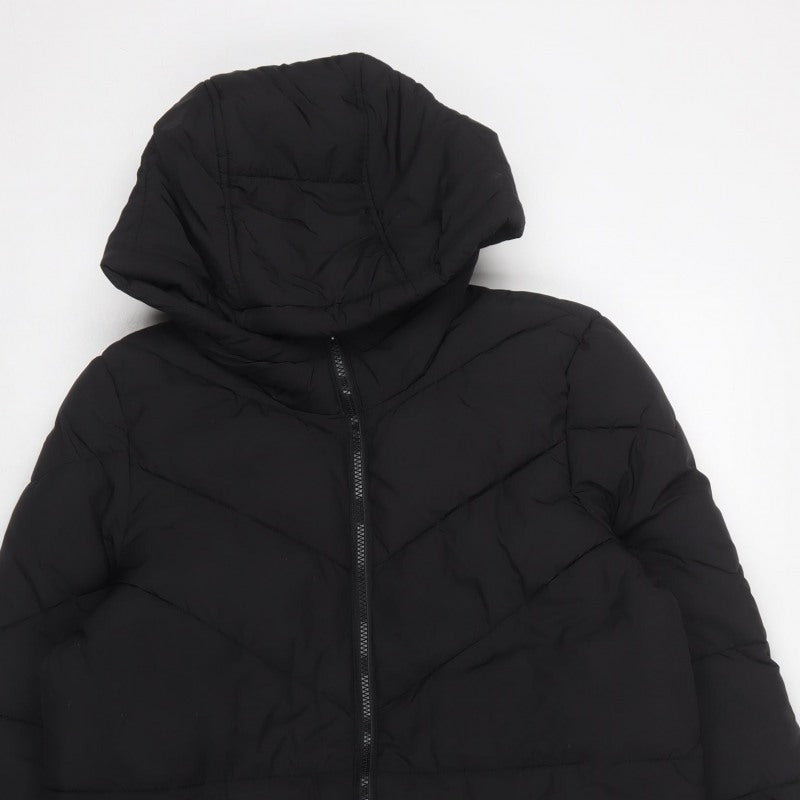 Noisy May Women’s Black S Long Hooded Quilted Puffer Coat