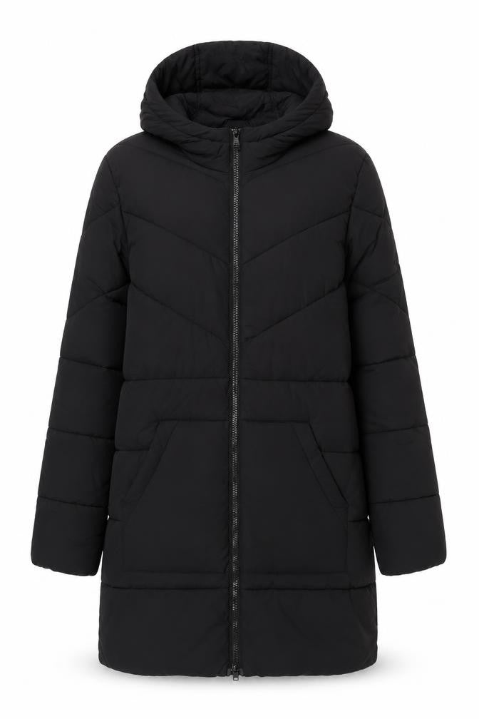 Noisy May Women’s Black S Long Hooded Quilted Puffer Coat