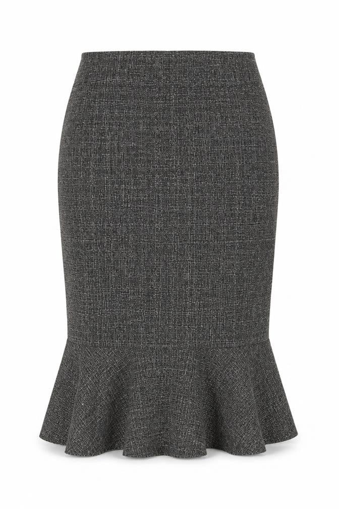 Cotton Traders Women's Grey Size 16 Trumpet Textured Midi Skirt