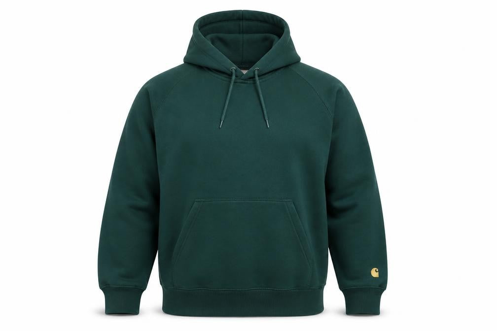Carhartt Mens Green L Pullover Hoodie Logo Fleece Pocket