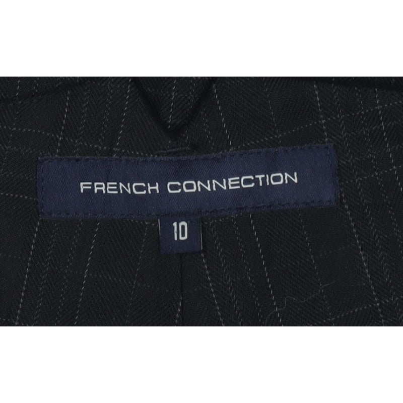 French Connection Women Black Check Wide-Leg Trousers UK 10 Lined