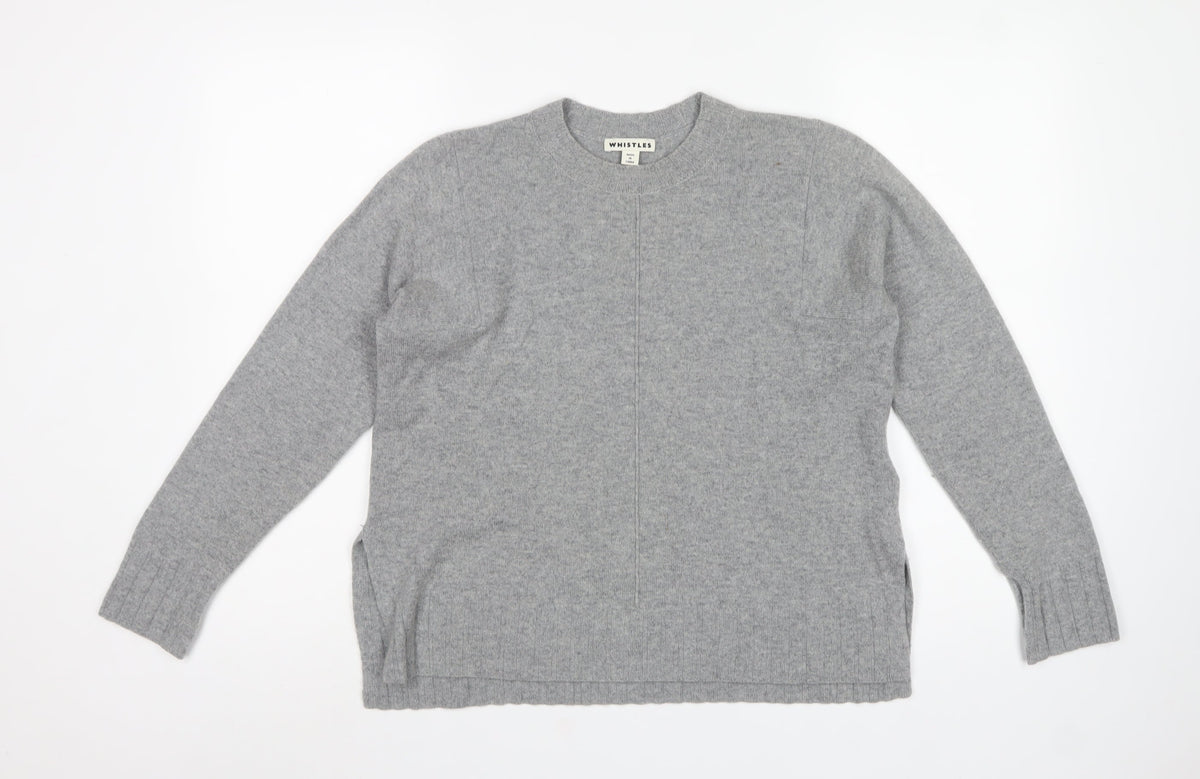 Whistles Women Grey XS 100% Cashmere Crew Neck Pullover Jumper