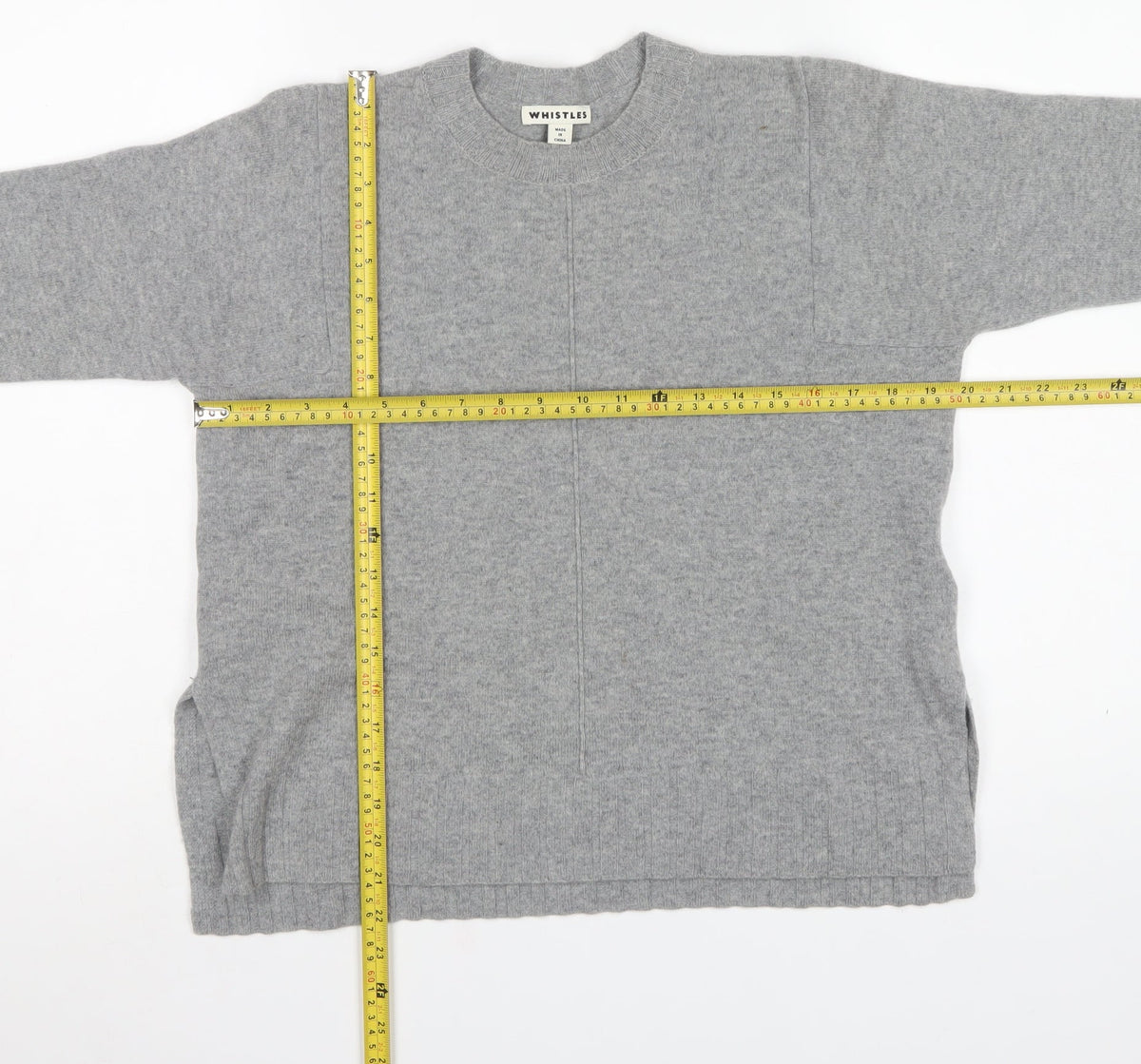 Whistles Women Grey XS 100% Cashmere Crew Neck Pullover Jumper