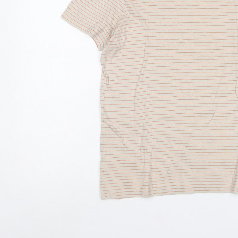 Ted Baker Men’s Beige Orange Stripe Crew Neck T-Shirt Size S