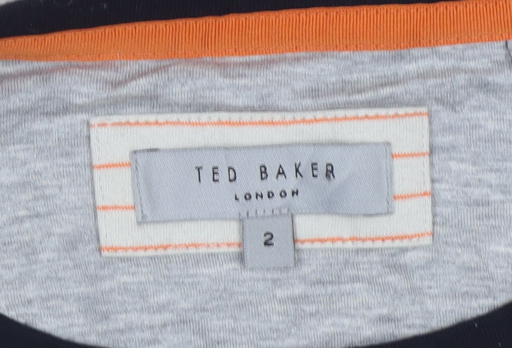 Ted Baker Men’s Beige Orange Stripe Crew Neck T-Shirt Size S