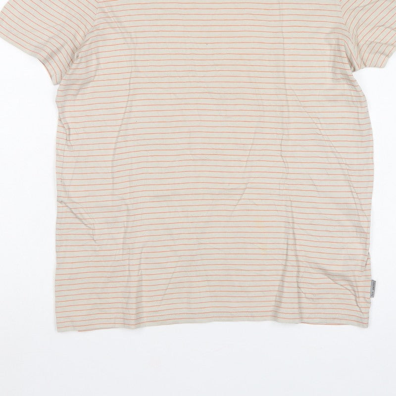 Ted Baker Men’s Beige Orange Stripe Crew Neck T-Shirt Size S