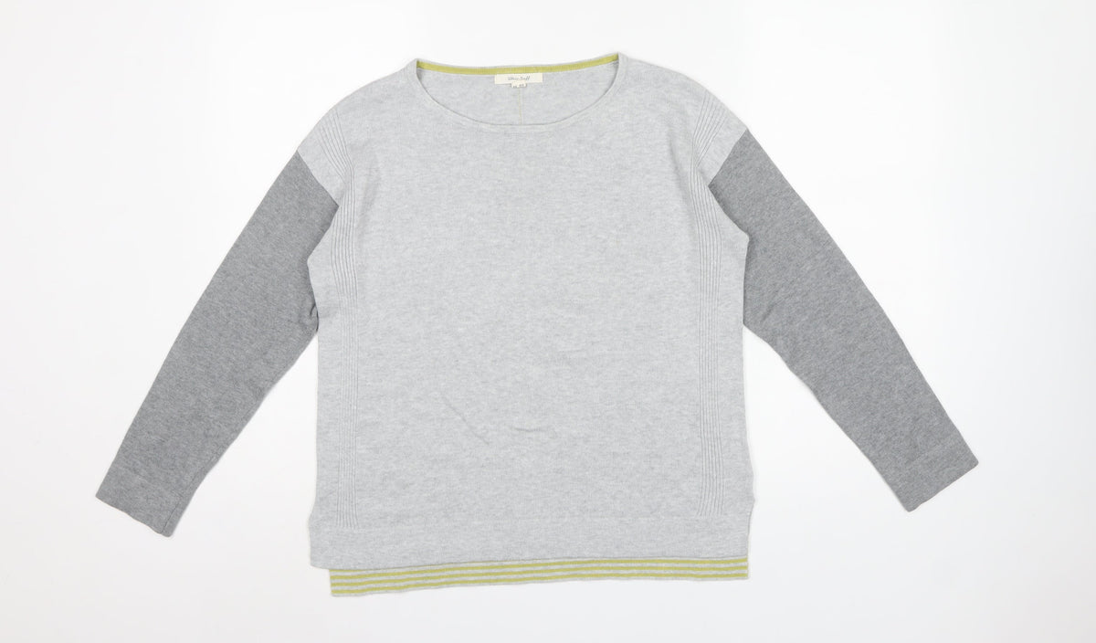 White Stuff Women’s Grey Colour Block Knit Pullover Jumper UK 10