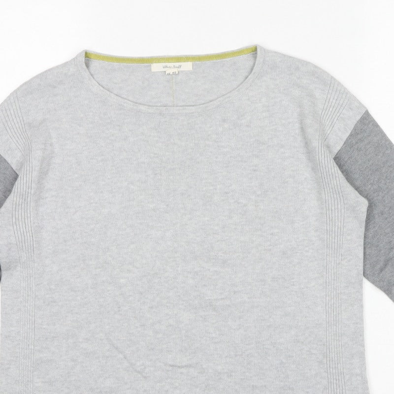 White Stuff Women’s Grey Colour Block Knit Pullover Jumper UK 10