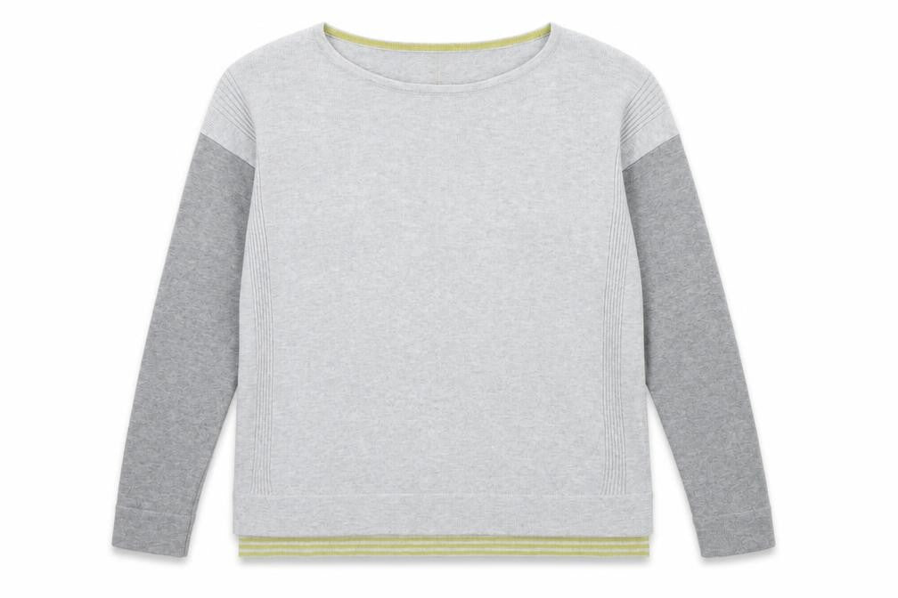 White Stuff Women’s Grey Colour Block Knit Pullover Jumper UK 10