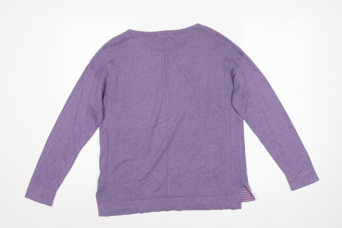 White Stuff Women’s Purple UK 10 Round Neck Knit Pullover Jumper