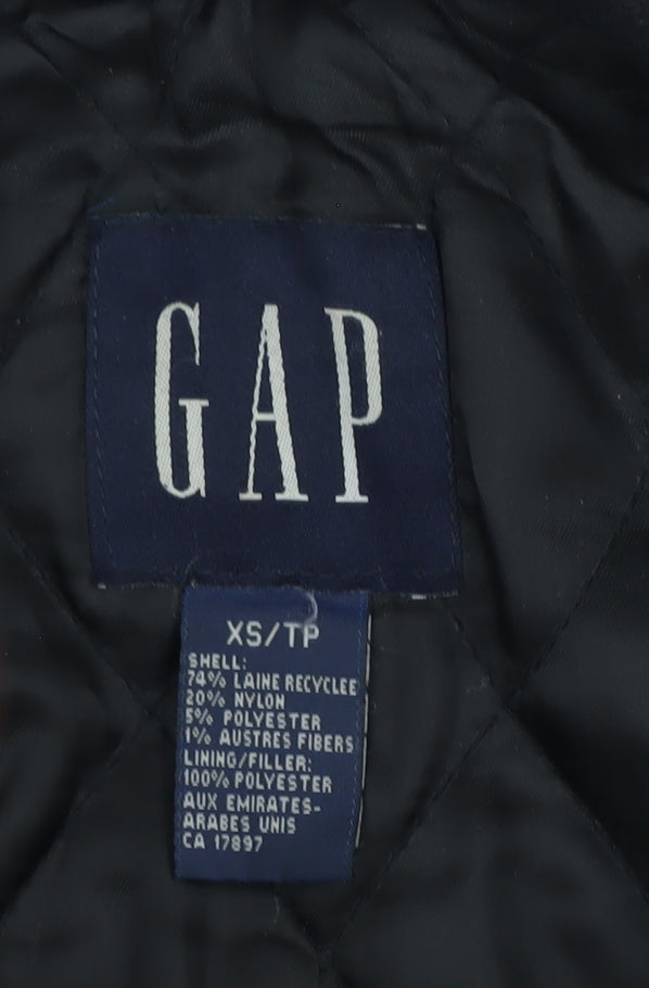GAP Men's Black XS Wool Blend Zip Jacket Collared Pockets