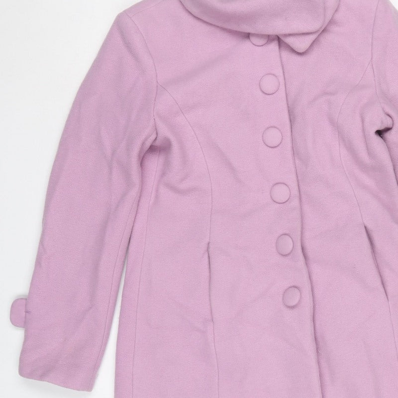 Tuchuzy Women’s Pink UK 12 Wool Blend Mid-Length Overcoat
