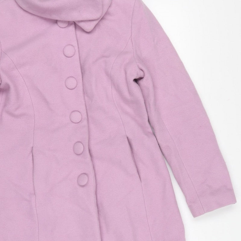 Tuchuzy Women’s Pink UK 12 Wool Blend Mid-Length Overcoat