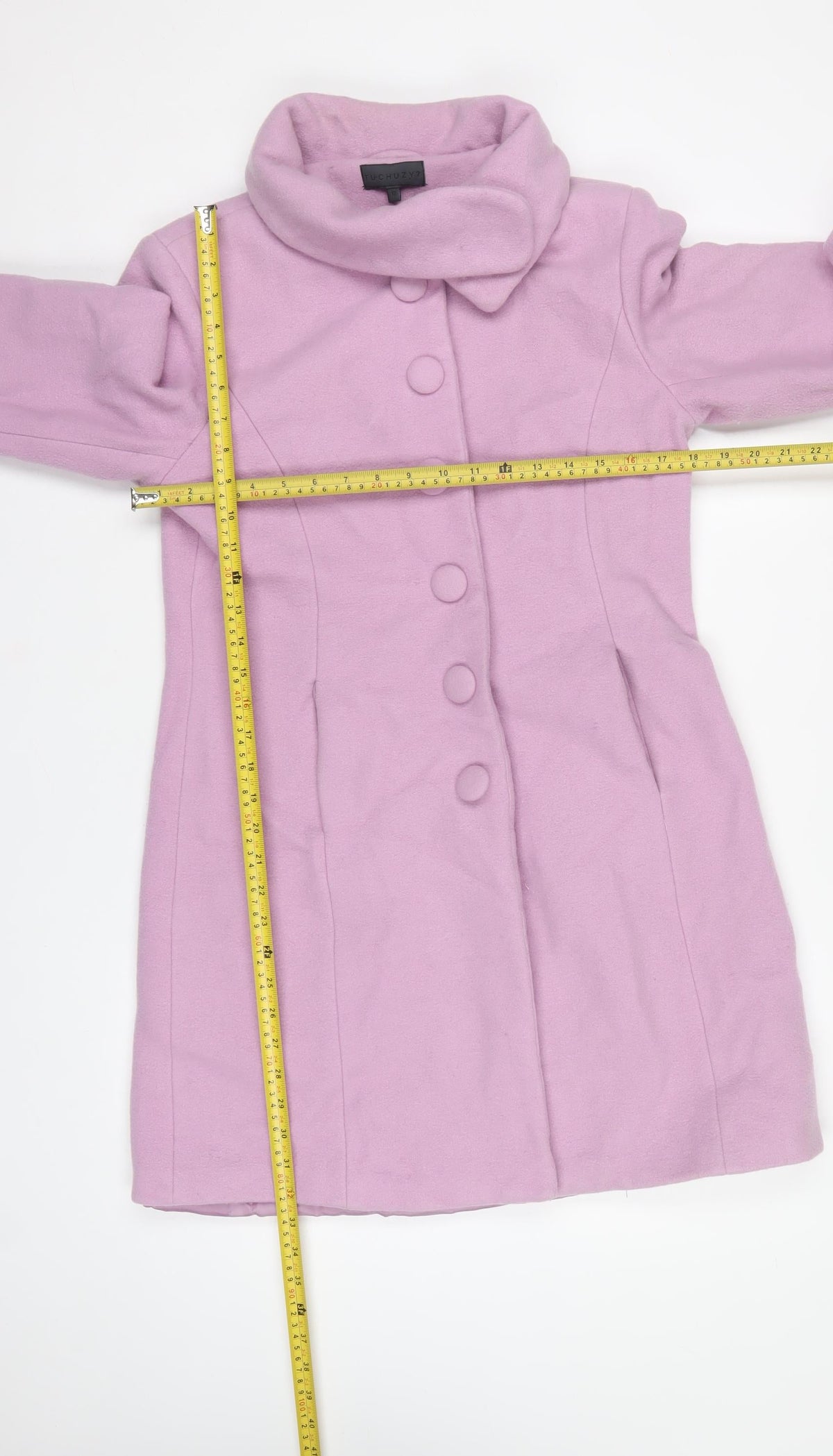 Tuchuzy Women’s Pink UK 12 Wool Blend Mid-Length Overcoat