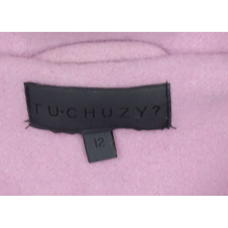 Tuchuzy Women’s Pink UK 12 Wool Blend Mid-Length Overcoat
