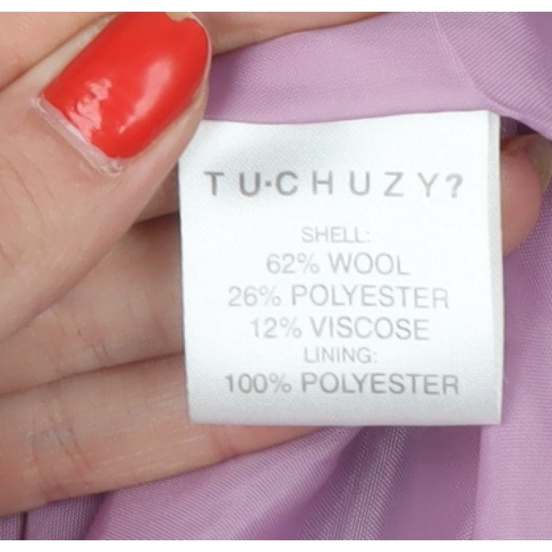 Tuchuzy Women’s Pink UK 12 Wool Blend Mid-Length Overcoat