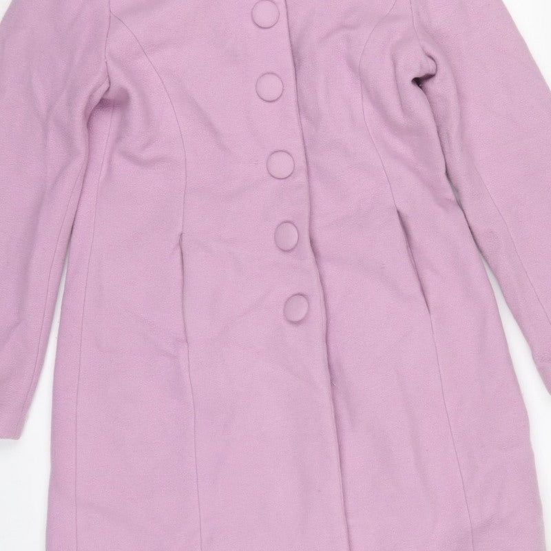 Tuchuzy Women’s Pink UK 12 Wool Blend Mid-Length Overcoat