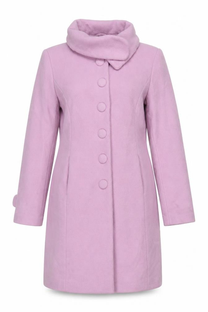 Tuchuzy Women’s Pink UK 12 Wool Blend Mid-Length Overcoat
