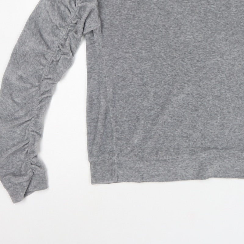 Pull&Bear Women’s Grey M Ruffle Sleeve Crew Neck Pullover Sweatshirt