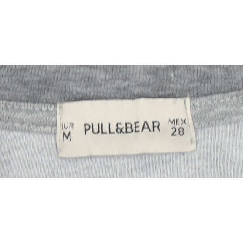 Pull&Bear Women’s Grey M Ruffle Sleeve Crew Neck Pullover Sweatshirt