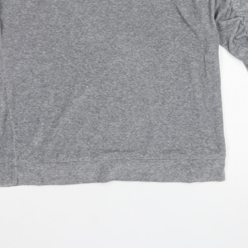 Pull&Bear Women’s Grey M Ruffle Sleeve Crew Neck Pullover Sweatshirt