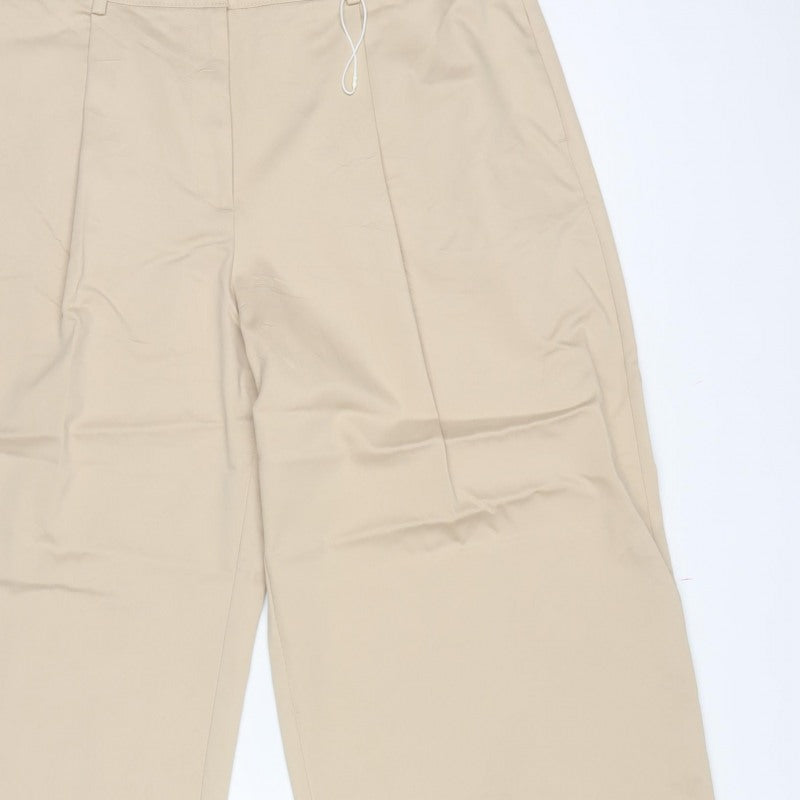 M&S Women’s Beige Size 20 Short Wide Leg Tailored Trousers