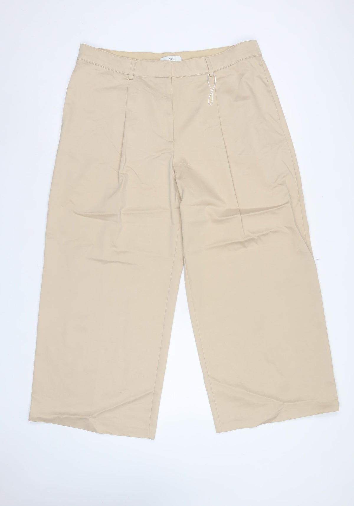M&S Women’s Beige Size 20 Short Wide Leg Tailored Trousers