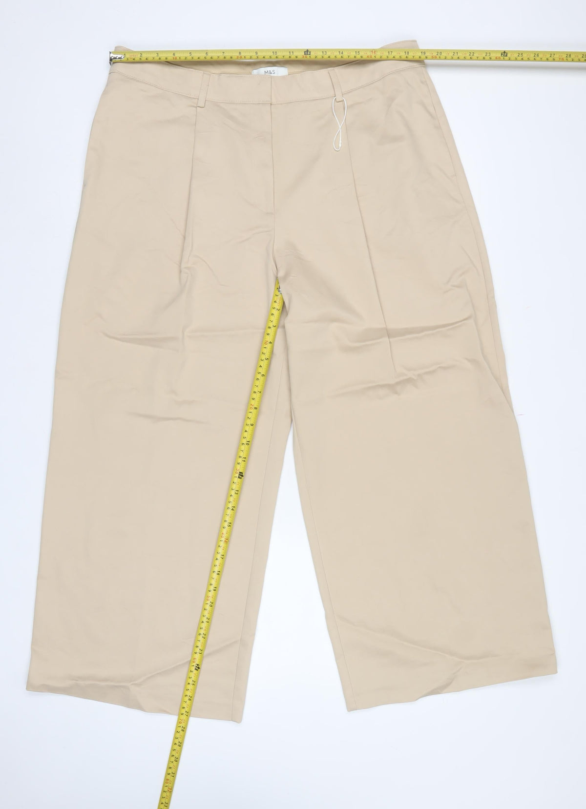 M&S Women’s Beige Size 20 Short Wide Leg Tailored Trousers