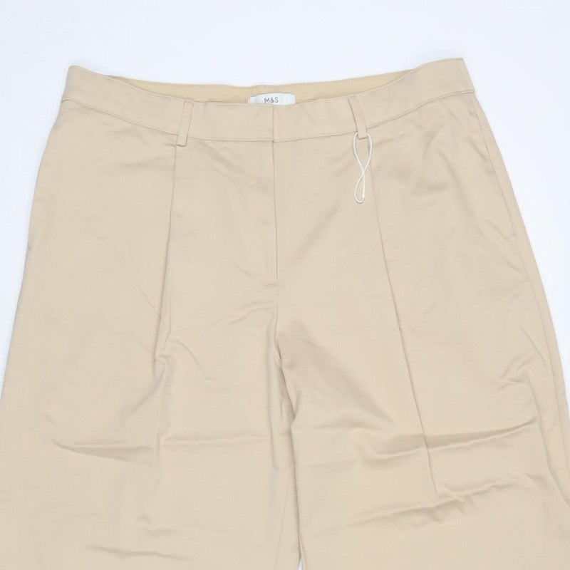 M&S Women’s Beige Size 20 Short Wide Leg Tailored Trousers