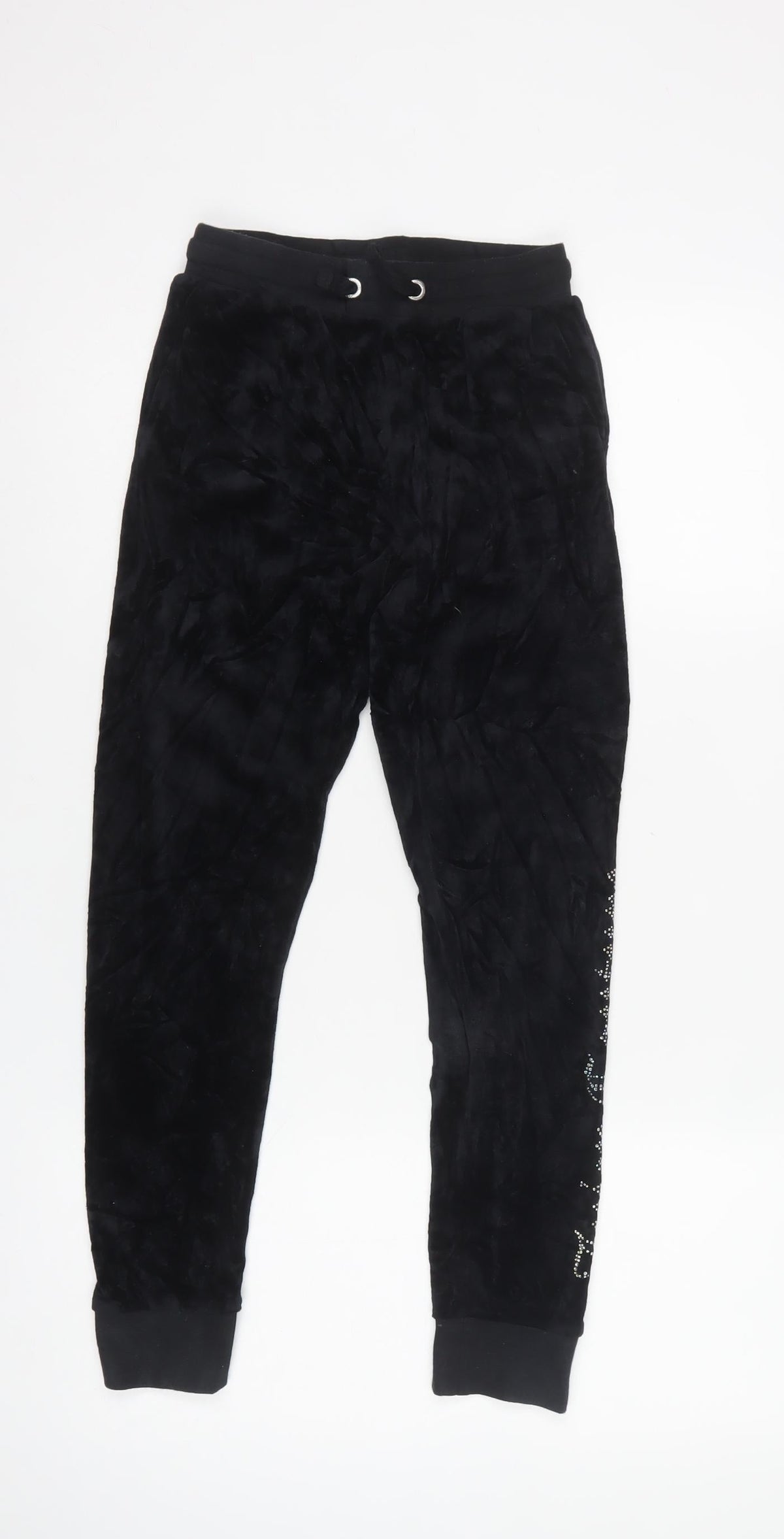 Juicy Couture Girls Black Velour Jogger Trousers Age 10-11 Logo