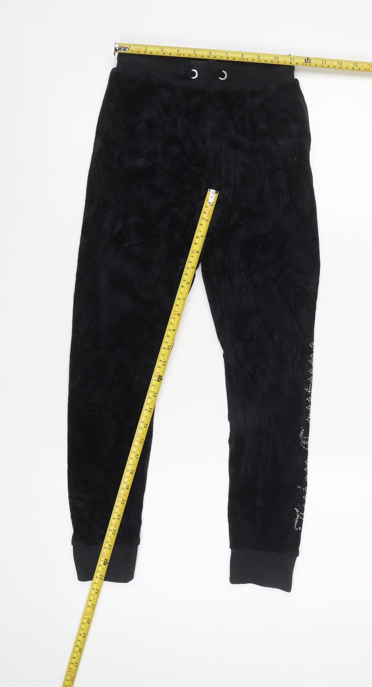 Juicy Couture Girls Black Velour Jogger Trousers Age 10-11 Logo